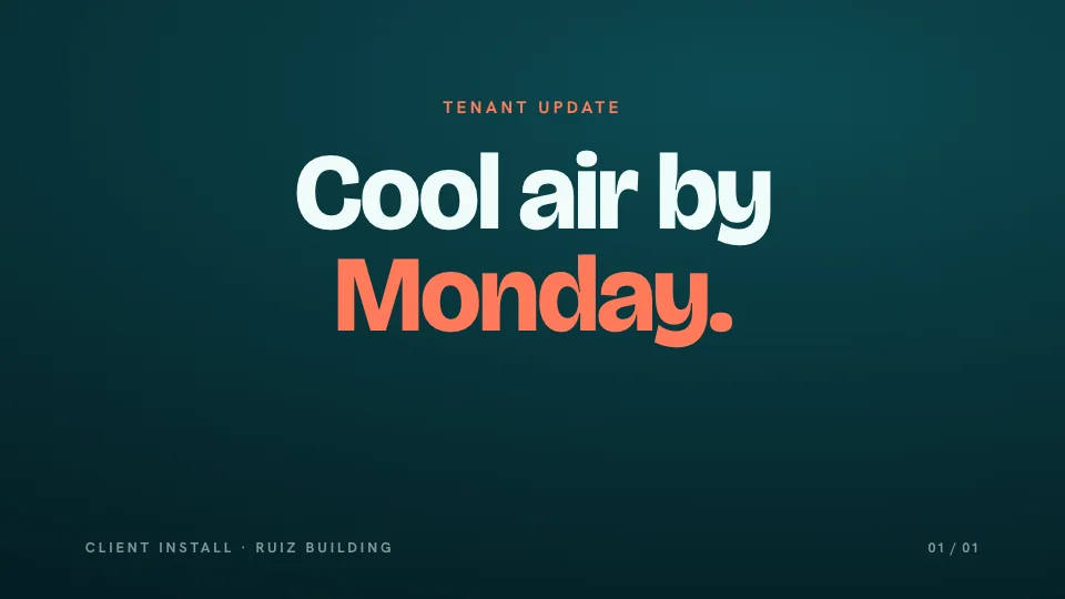 HVAC install · Monday
