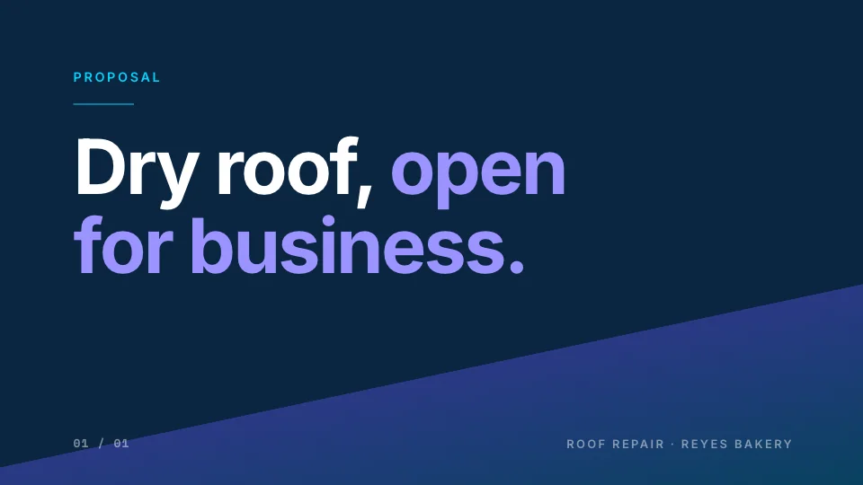 Roof repair · Reyes Bakery